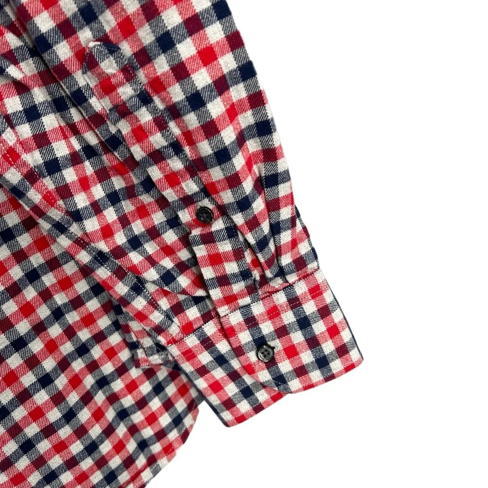 Banana Republic Men’s Plaid Button Down Shirt Red Navy White Long‎ Sleeve L